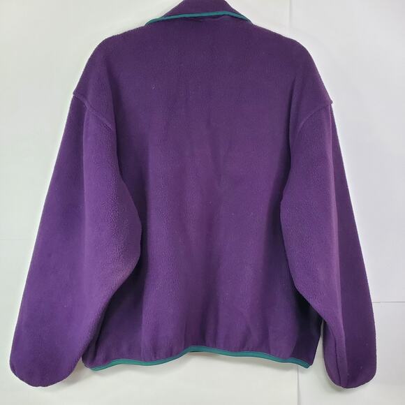 Vintage Woolrich Fleece Womens XLarge 1/4 Snap Baggy Purple/Teal Retro 90s - Picture 2 of 9